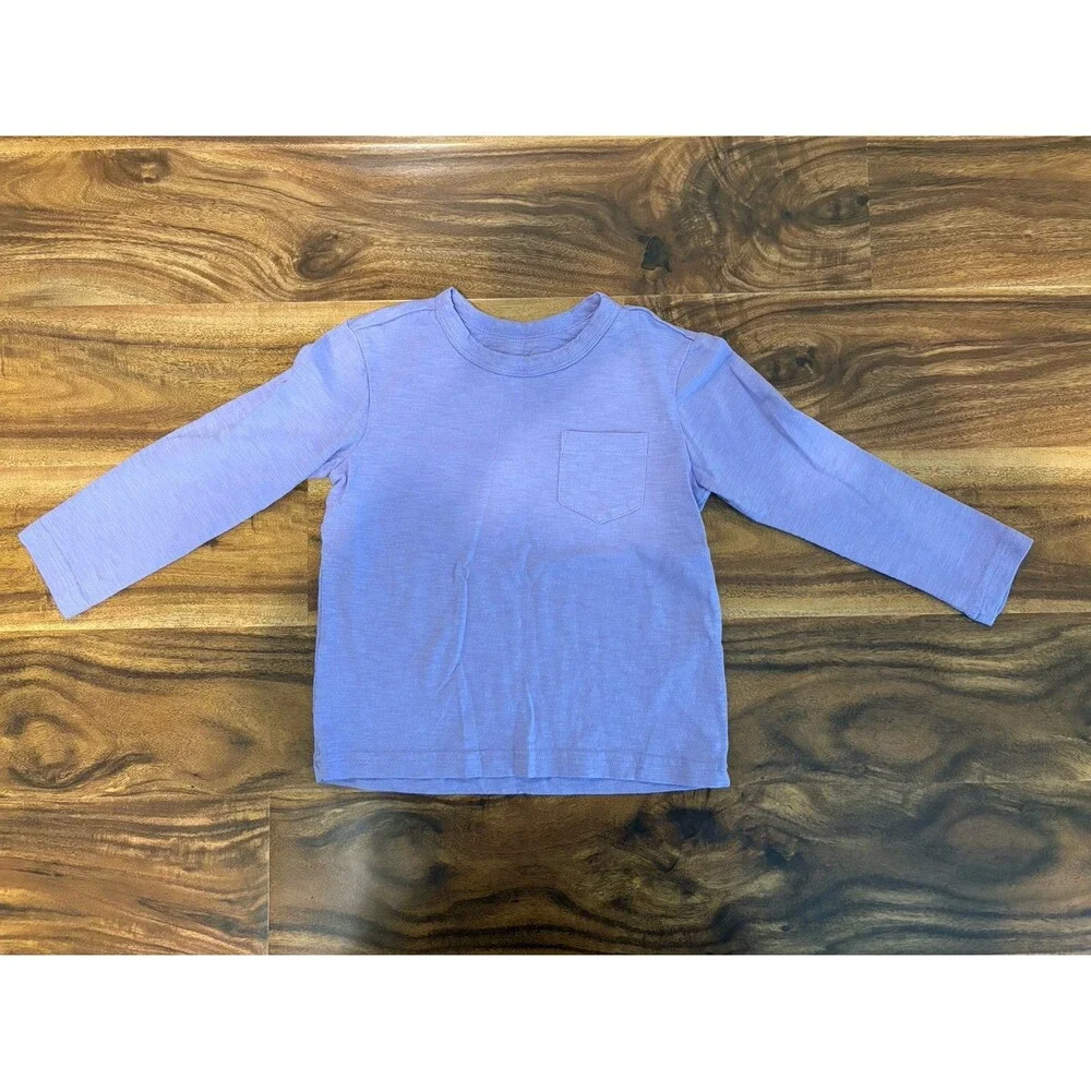 Primary Long Sleeve Slub Pocket Tees, Guava & Iris, Size 3T